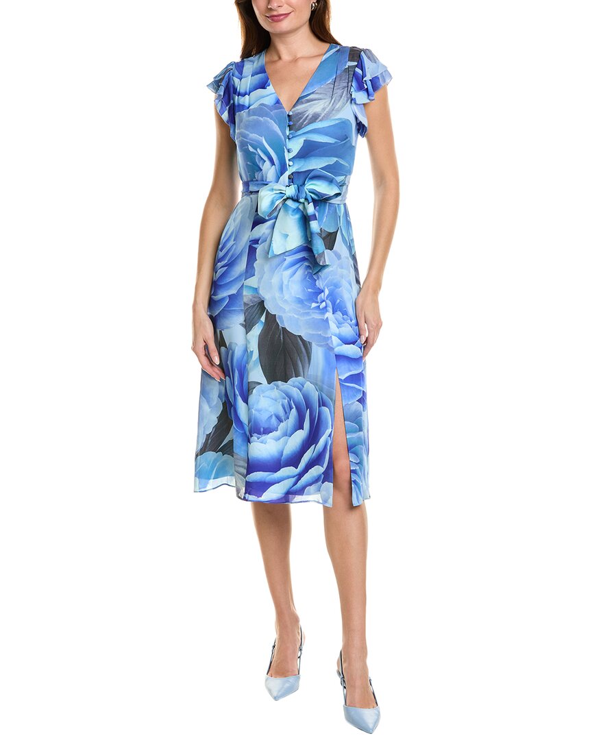 

Платье Elie Tahari Silk Fantasy Garden Midi, синий
