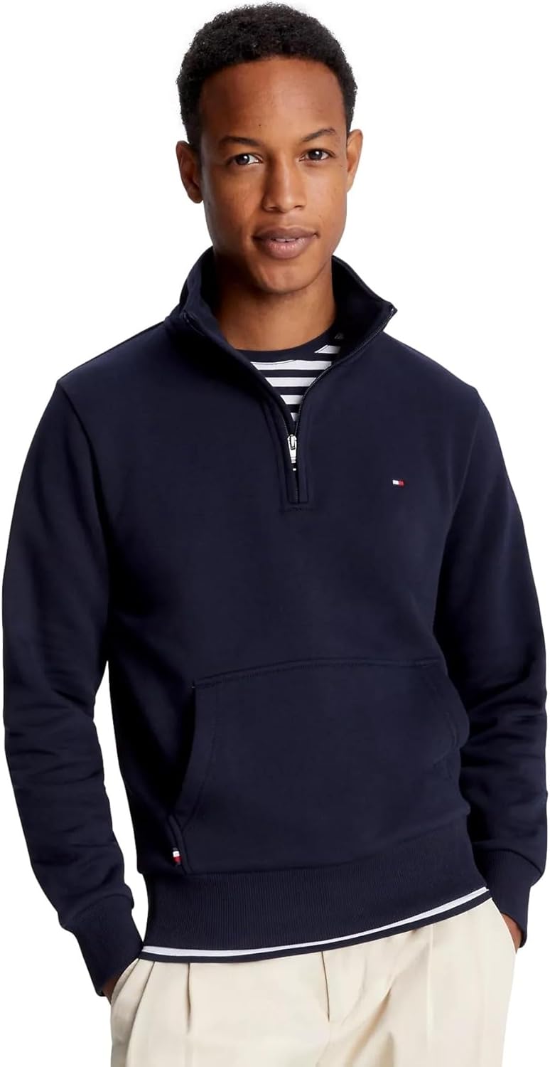 

Коллекция мужских толстовок с логотипом-знаменитостью TOMMY HILFIGER на молнии с застежкой на четверть оборота 2025 года, Navy