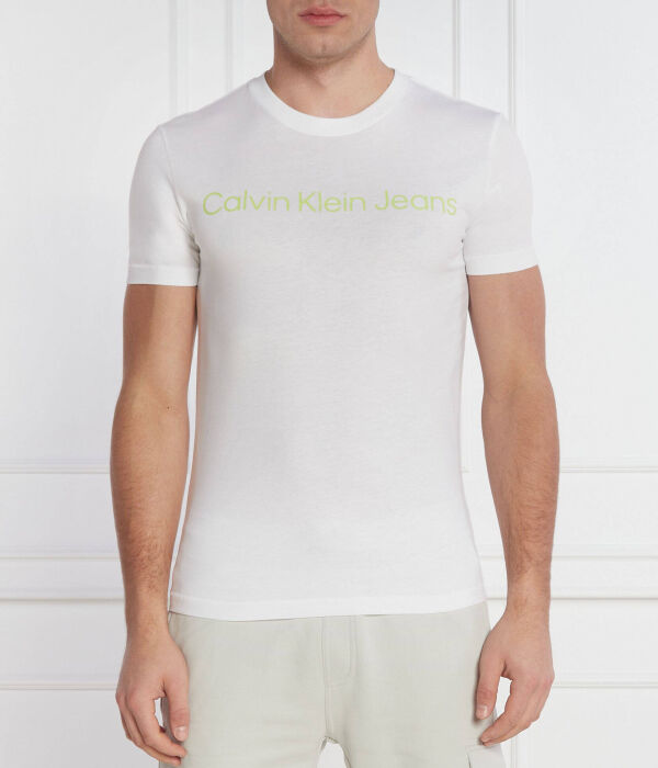 

Логотип учреждения на футболке Slim fit Calvin Klein Jeans, белый