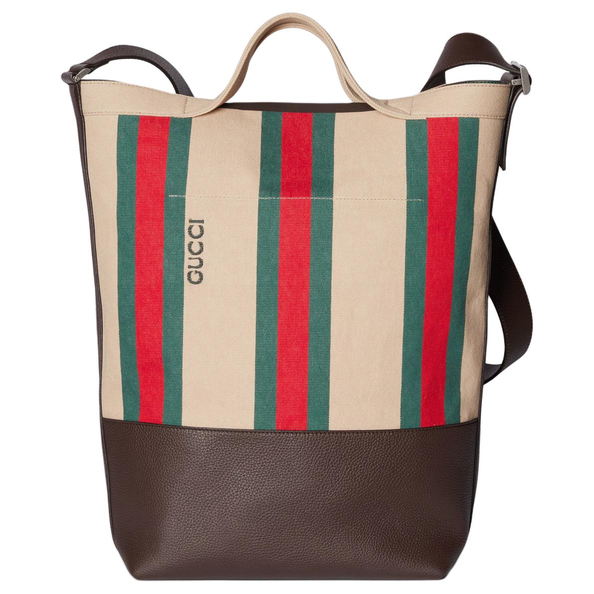 

GUCCI Холщовая сумка с кожаной отделкой