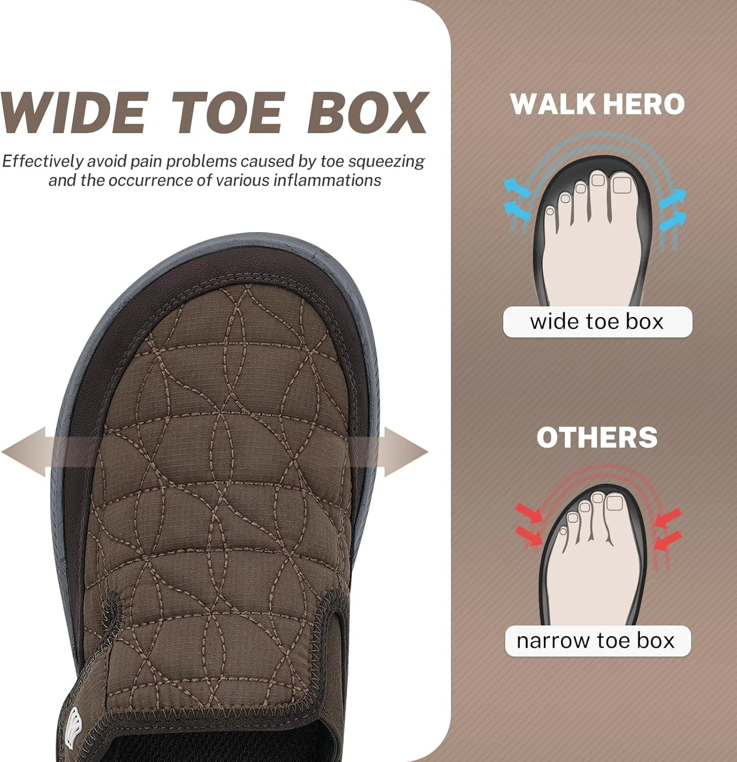 Тапочки с поддержкой стопы, коричневый WALK·HERO COMFORT AND SUPPORT — фото 2