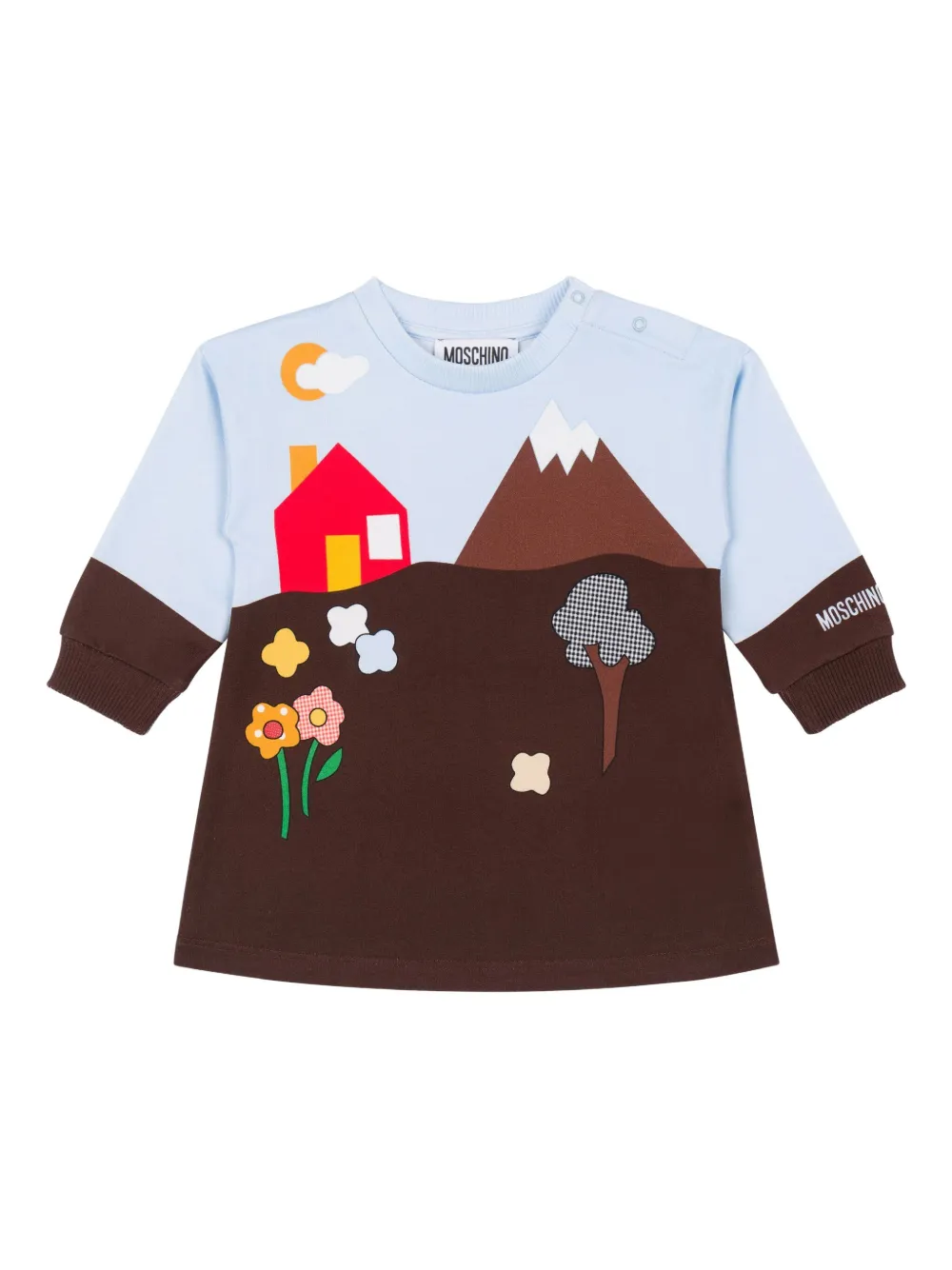 

Топ с длинными рукавами и аппликацией Moschino Kids, коричневый
