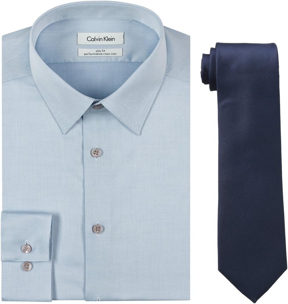 

Мужская рубашка Calvin Klein Slim Fit с узором «елочка» и серебристый галстук-бабочка, Blue/Navy