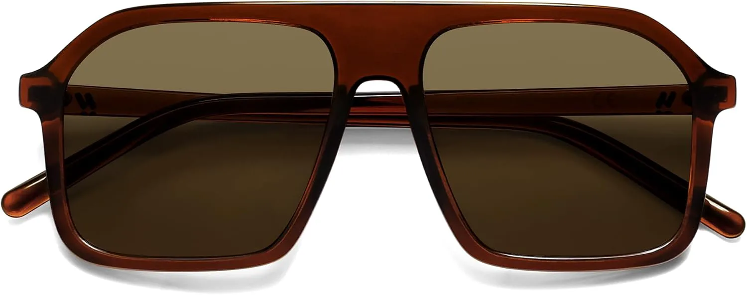 

Поляризованные солнцезащитные очки-авиаторы для женщин и мужчин, ретро-стиль 90-х, квадратная форма, защита от ультрафиолета UV400, AR82373 HERJOUR, C2 Brown/Green