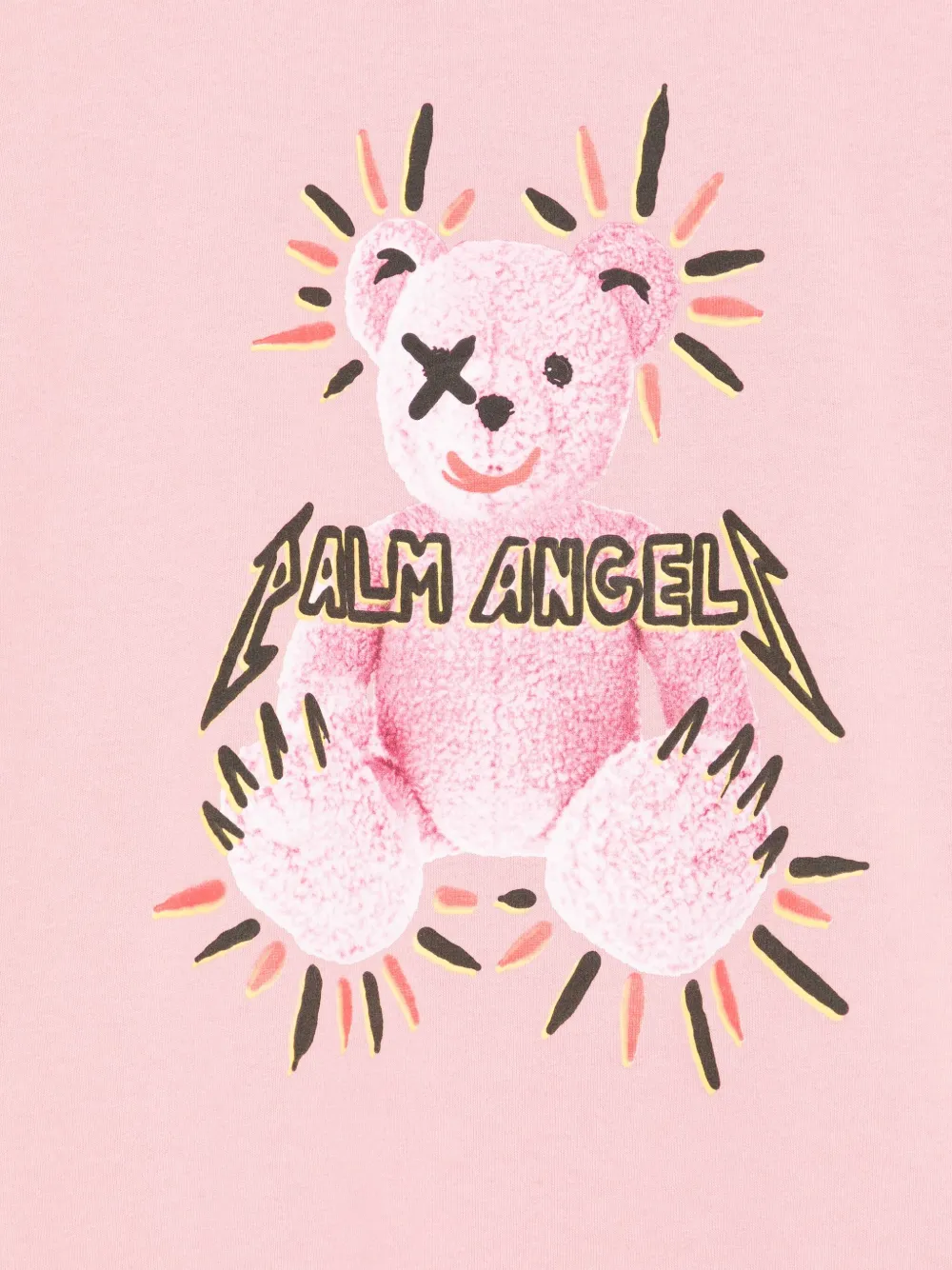 Футболка с принтом плюшевого мишки Palm Angels Kids, розовый — фото 3