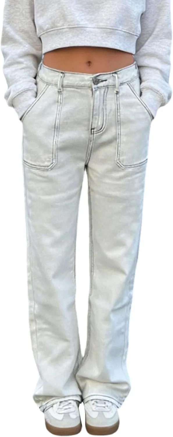 Джинсы, прямой крой, White