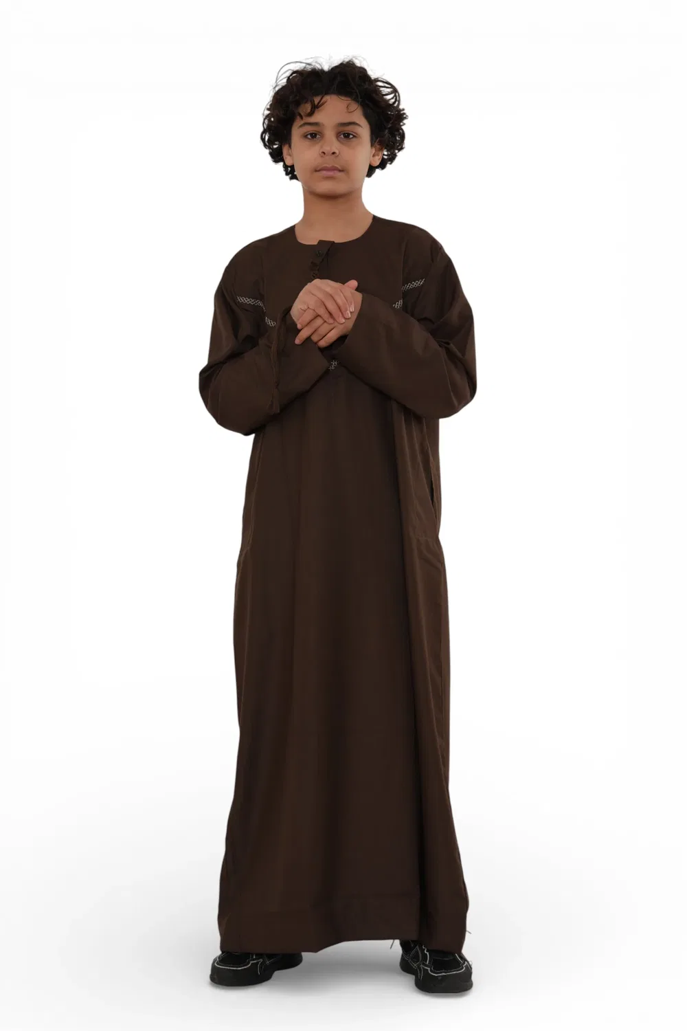 Arabic Thobes Детский коричневый марокканский халат Тобе для мальчиков Ид Джеллаба Рамадан Ид Джубба - K-HM10 — фото 2