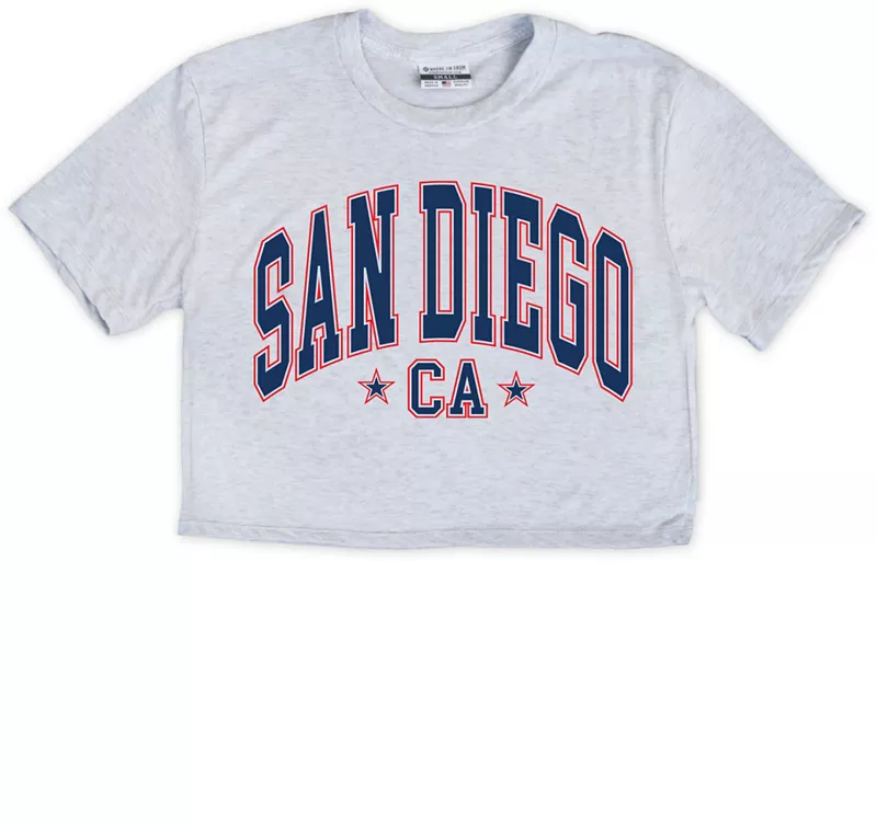 

Женская укороченная футболка Where I'm From San Diego USA