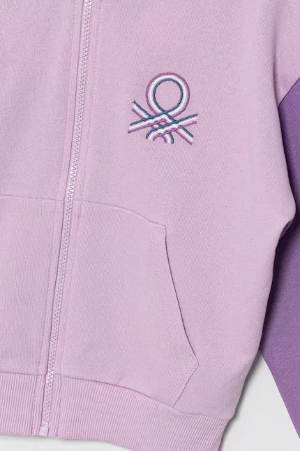 толстовка на молнии детская United Colors of Benetton, фиолетовый — фото 3