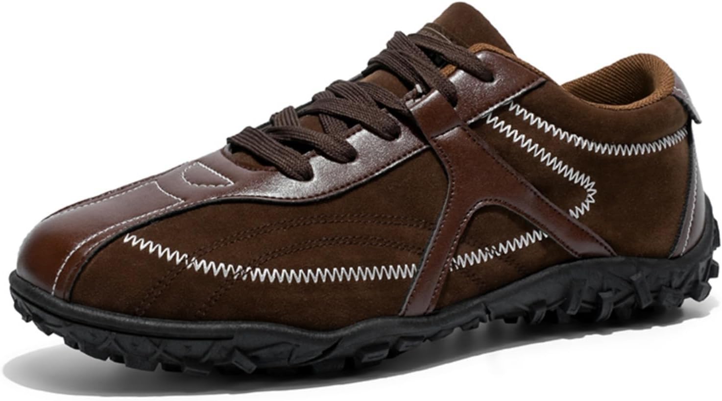 

Мужские модные кроссовки из замшевой кожи, шнуровка, низкий верх, удобные повседневные туфли-лоаферы, легкие, дышащие, противоскользящие, для ежедневной носки, прогулок, вождения, путешествий, работы и офиса Yrzhgdl, коричневый