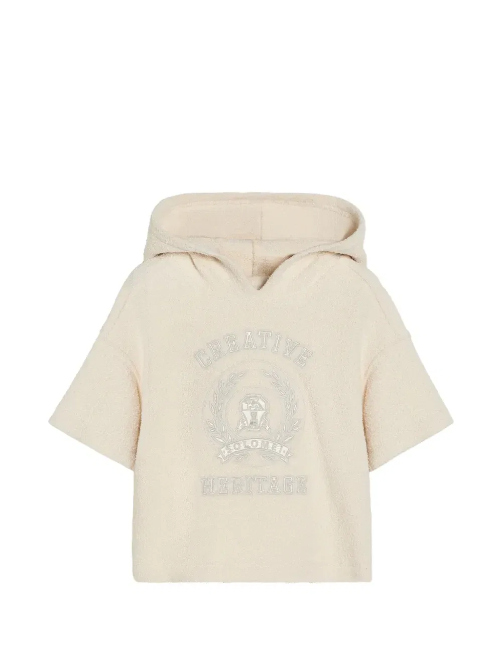 Фактурная толстовка с капюшоном и вышивкой Brunello Cucinelli Kids, бежевый
