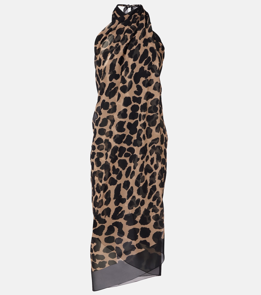 

Шелковое пляжное платье с леопардовым принтом Balmain, Leopard