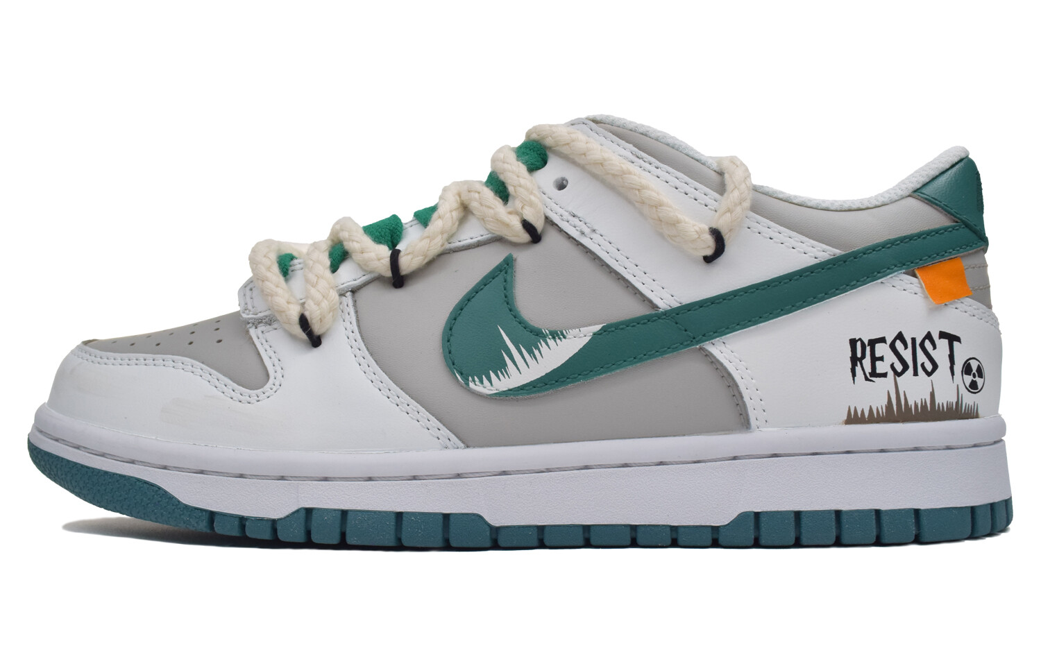 

Кроссовки Nike Dunk Skateboard Shoes Women's Low-Top Gray White/Green
