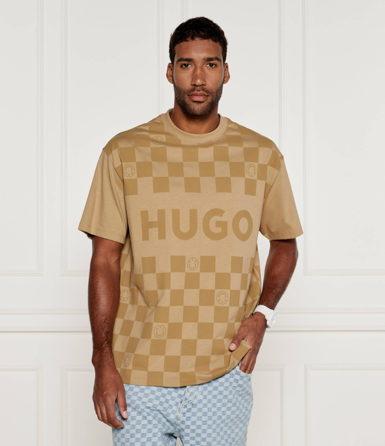 

Футболка Hugo Blue Narliparo Loose fit, бежевый