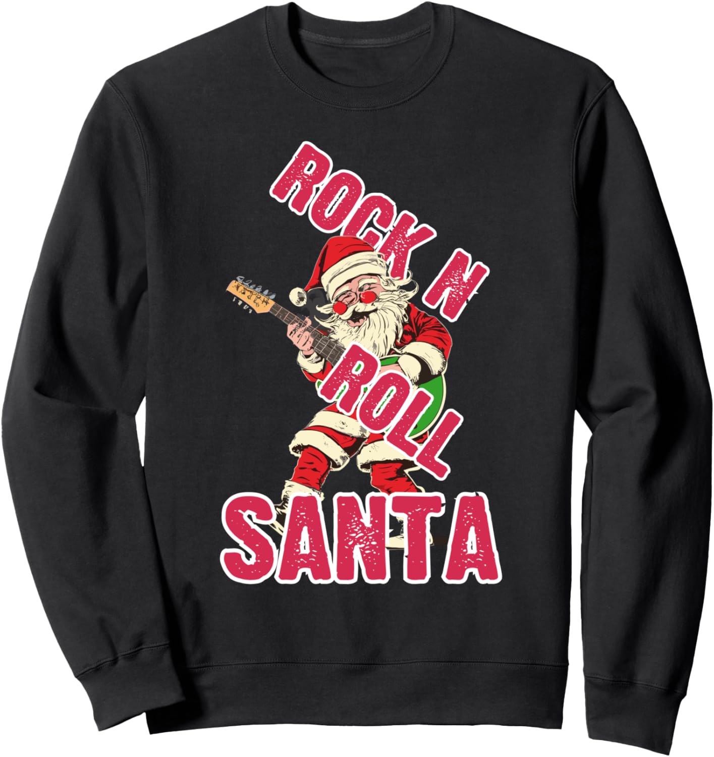 

Рождественская толстовка с изображением Санта-Клауса в стиле рок-н-ролл, играющего на гитаре, черная Rock N Roll Christmas Gifts