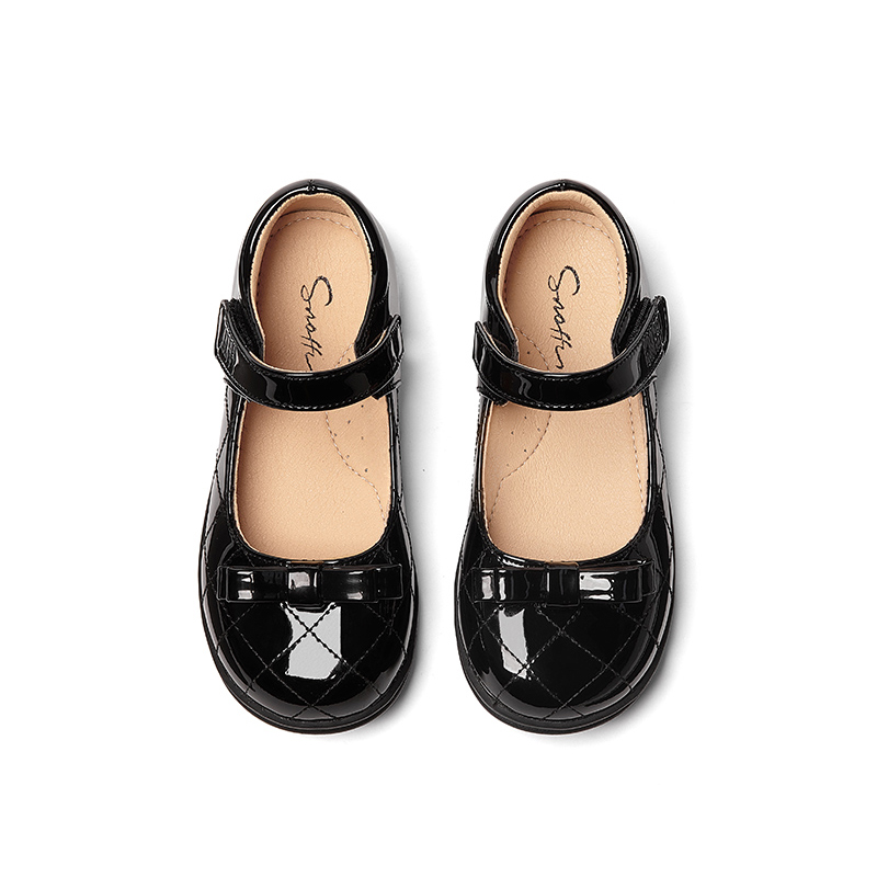 Snoffy Скользоустойчивые дышащие кожаные туфли Preppy Black Kids' — фото 4