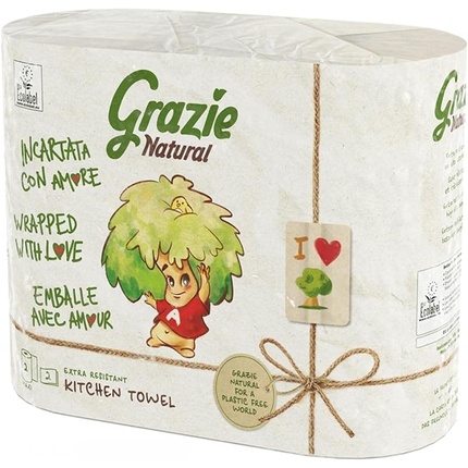 

Впитывающие бумажные полотенца, упаковка 2 рулона, 2 шт Grazie Natural