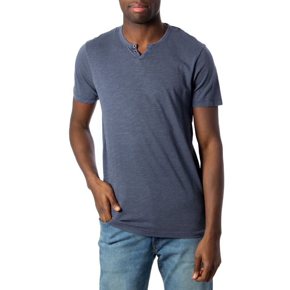 

Футболка из хлопка с пламенным узором светло-голубого цвета Jack & Jones