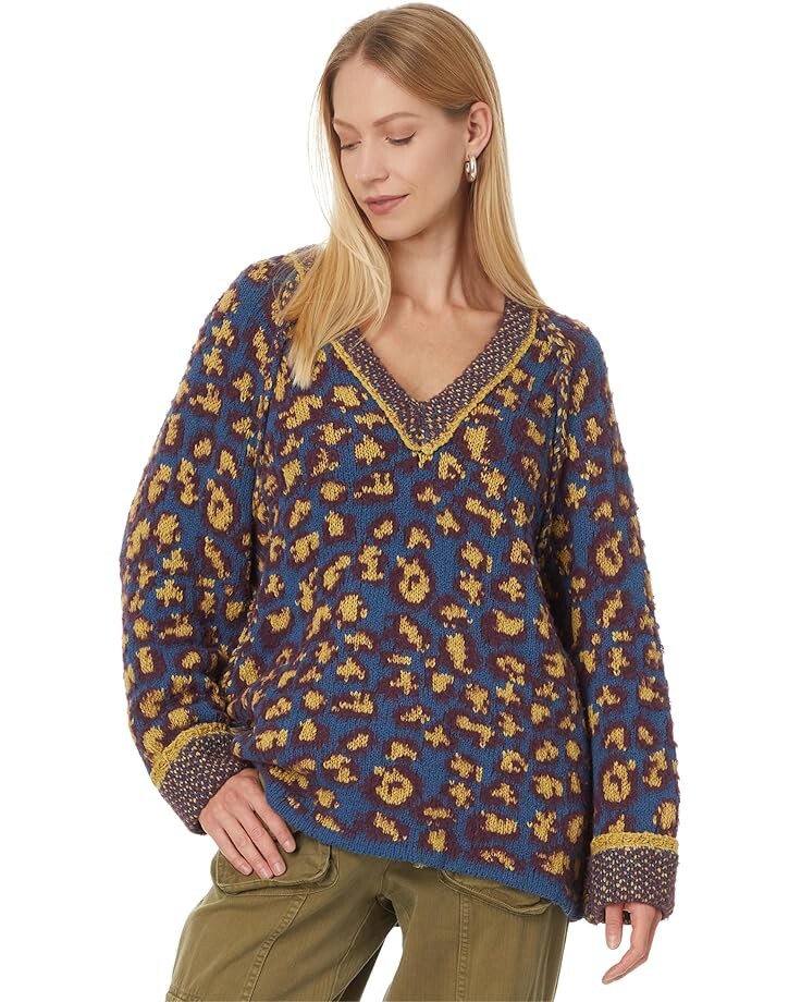 

Свитер Free People Little Animal Pullover, цвет Blue Fig Combo