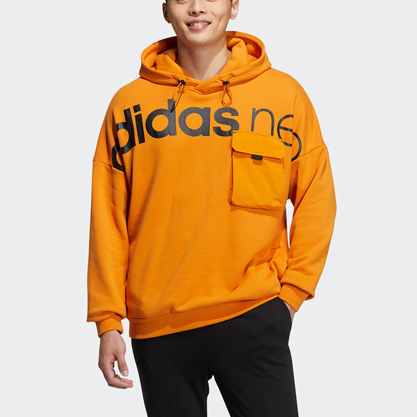 Толстовка men's neo ard hdy large logo printing orange Adidas, оранжевый — фото 2