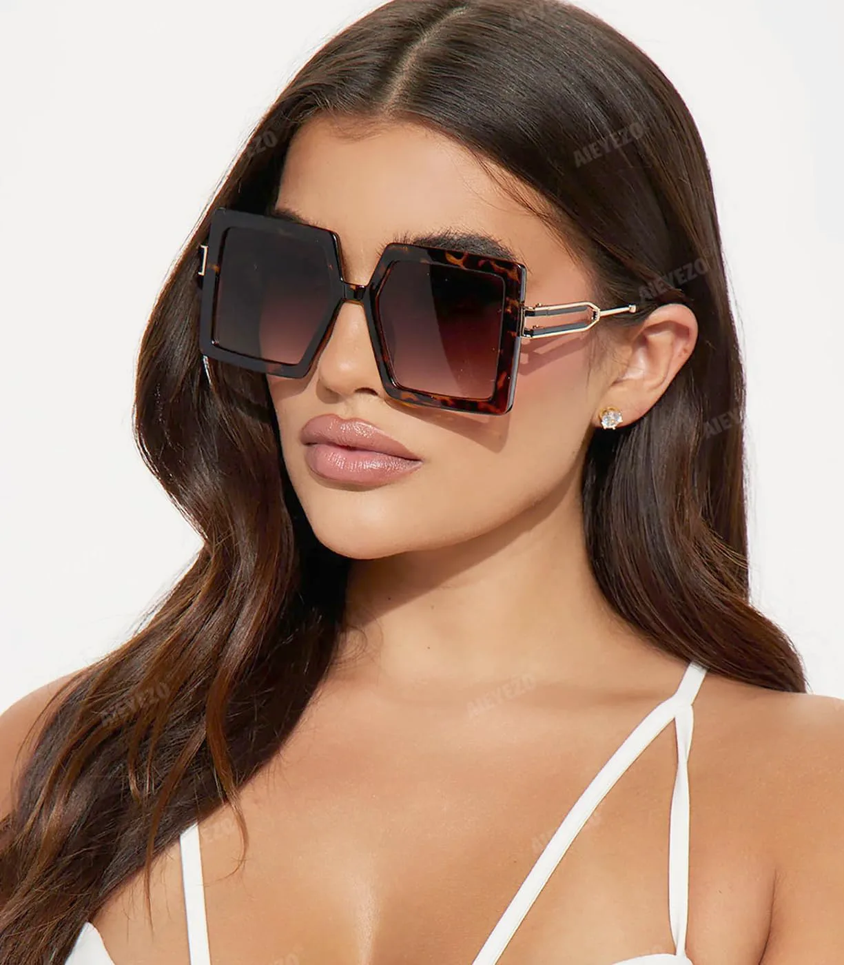 

Солнцезащитные очки AIEYEZO Oversized для женщин, квадратная модная оправа большого размера, защита UV400, 2 Pack (Leopard/Brown Gradient + Brown/Brown Gradient)