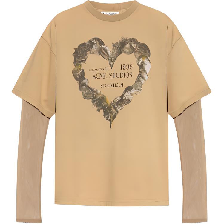 

Многослойная футболка с принтом Acne Studios, бежевый