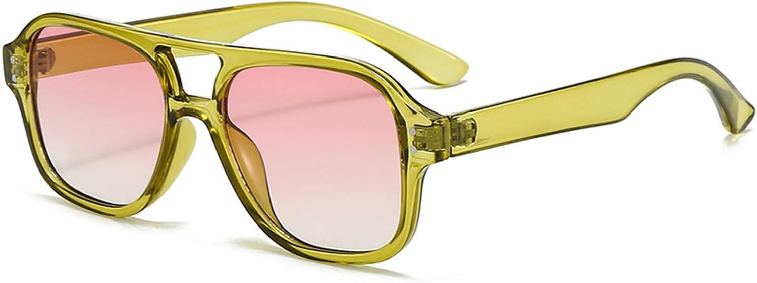 

Модные квадратные солнцезащитные очки-пилот для женщин, стильная оправа с двойным дужком, в стиле 70-х и 80-х, винтажные солнцезащитные очки для активного отдыха и вождения для мужчин mincl, Green Red