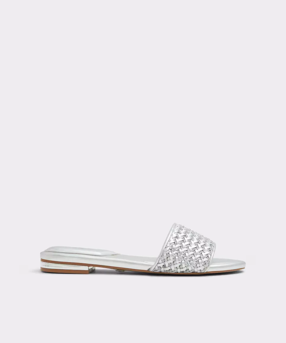 

Женские босоножки на плоской подошве с круглым носком Aldo, серебряный