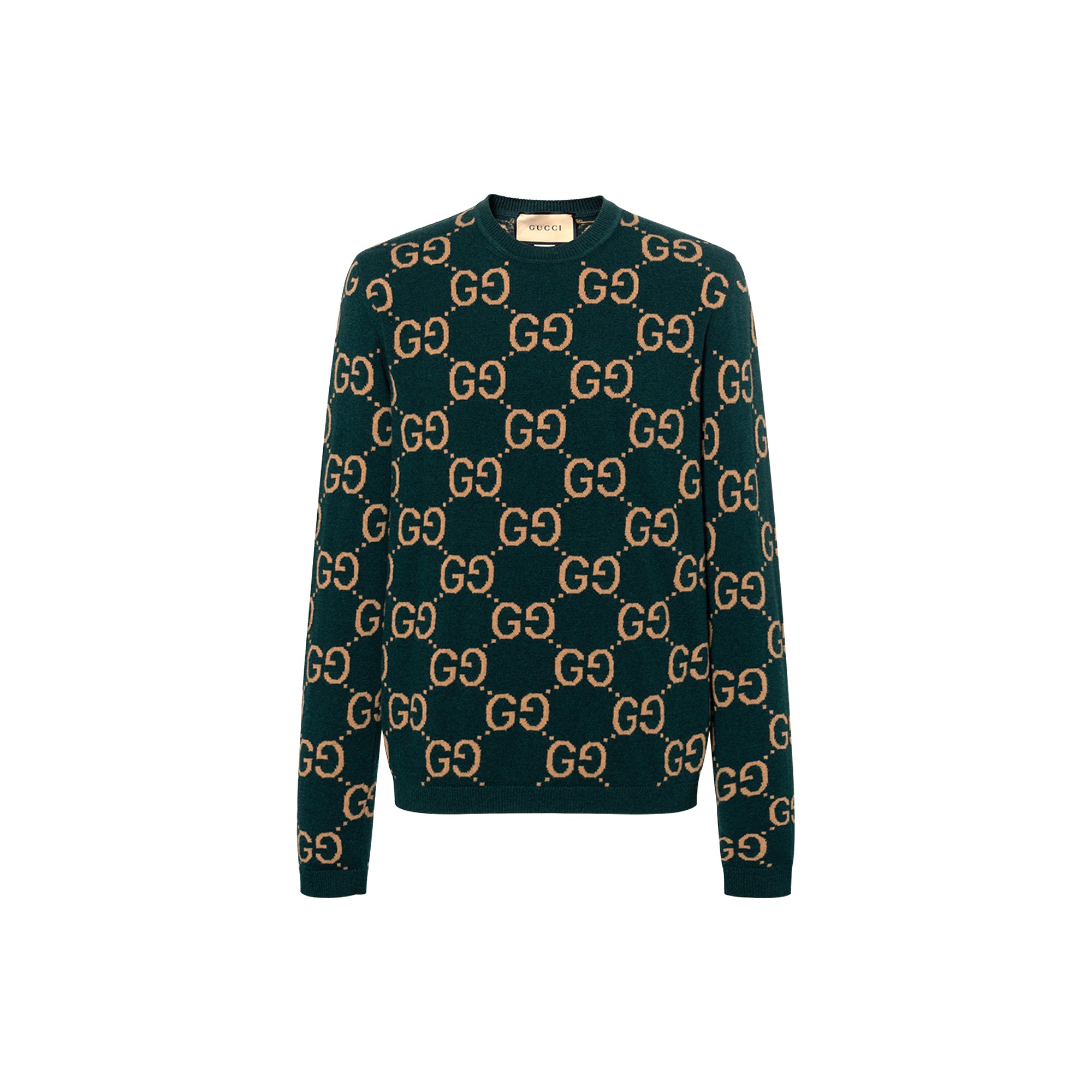 Свитер GUCCI Gg Monogram Crewneck, вязаный, неоново-зеленый — фото 3