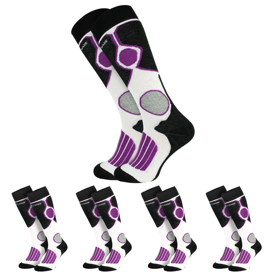 

BLACK SNAKE 4 пары функциональных носков | Горнолыжные носки | Женские и мужские | Чёрный/Белый/Фиолетовый