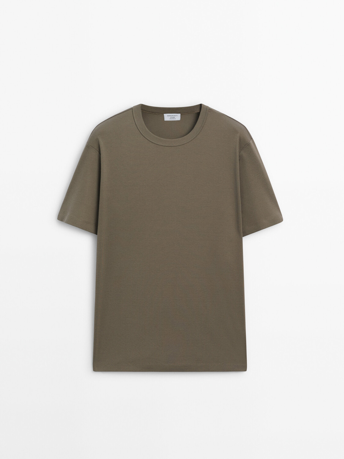 

Хлопковая футболка с коротким рукавом Massimo Dutti, хаки