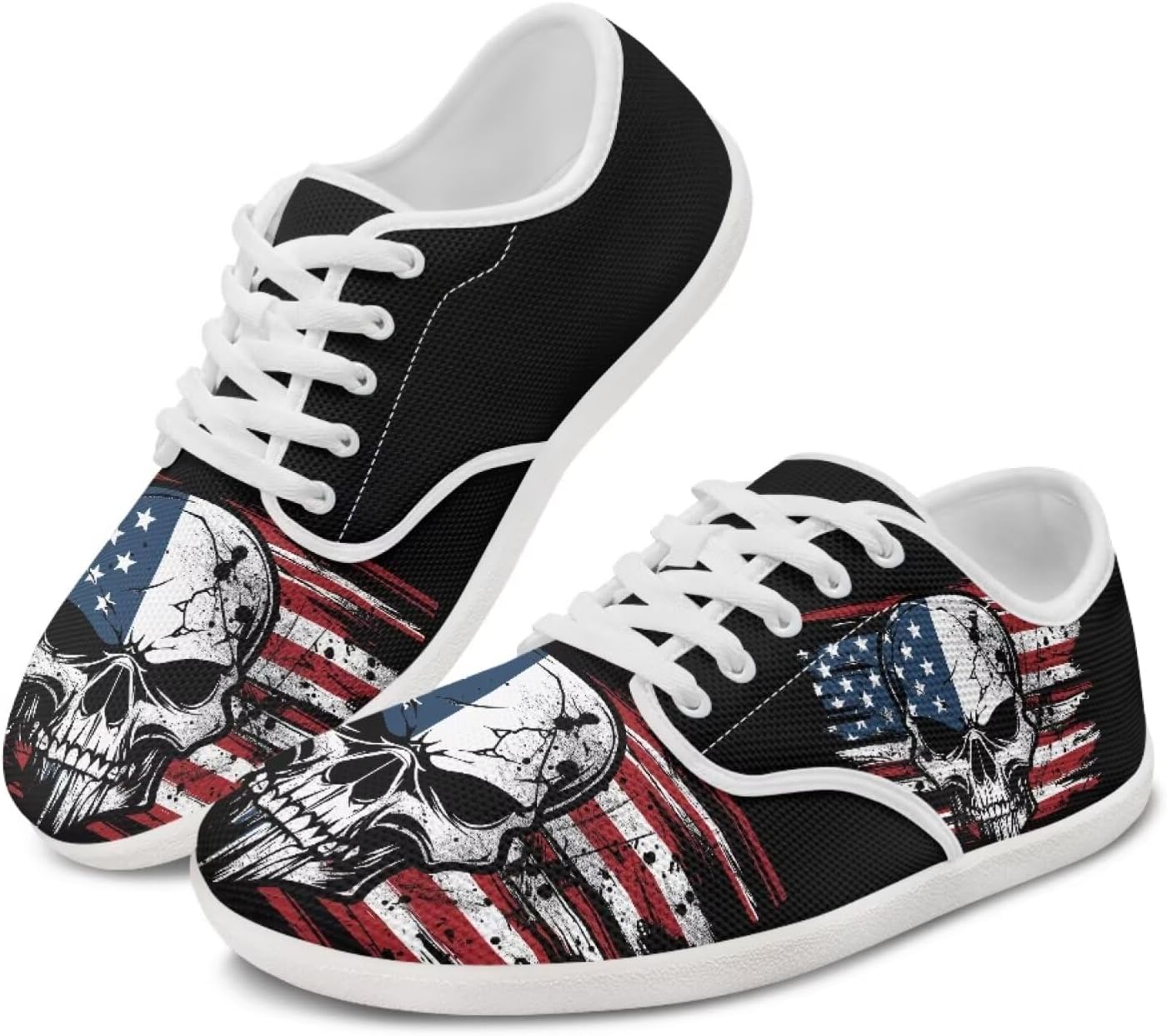 

Женские босоножки Forchrinse Blue Galaxy с принтом кошки, с широкой носочной частью, кроссовки для ходьбы и бега, нулевая разница высот, шнуровка, Skull American Flag