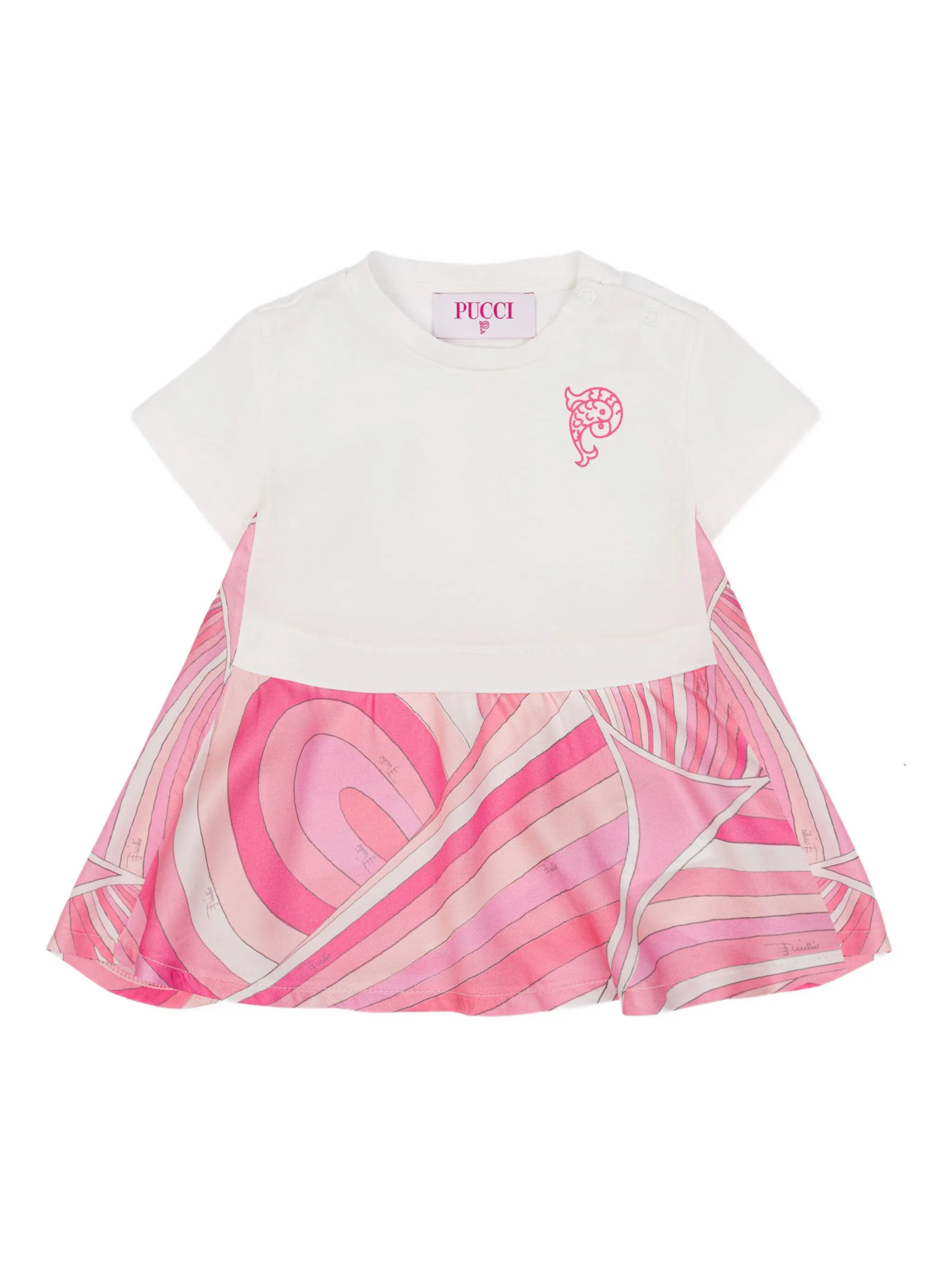 

Платье с короткими рукавами и принтом Pucci Junior, белый