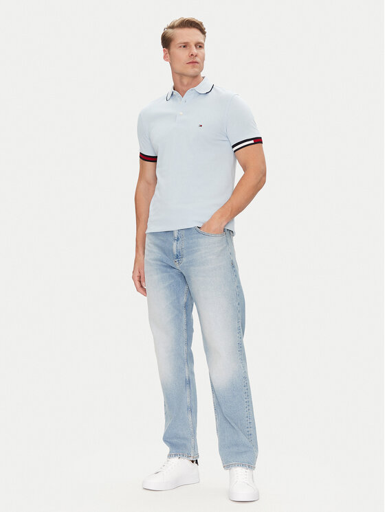 Рубашка поло облегающего кроя Flag Cuff MW0MW38458 Tommy Hilfiger, голубой — фото 2