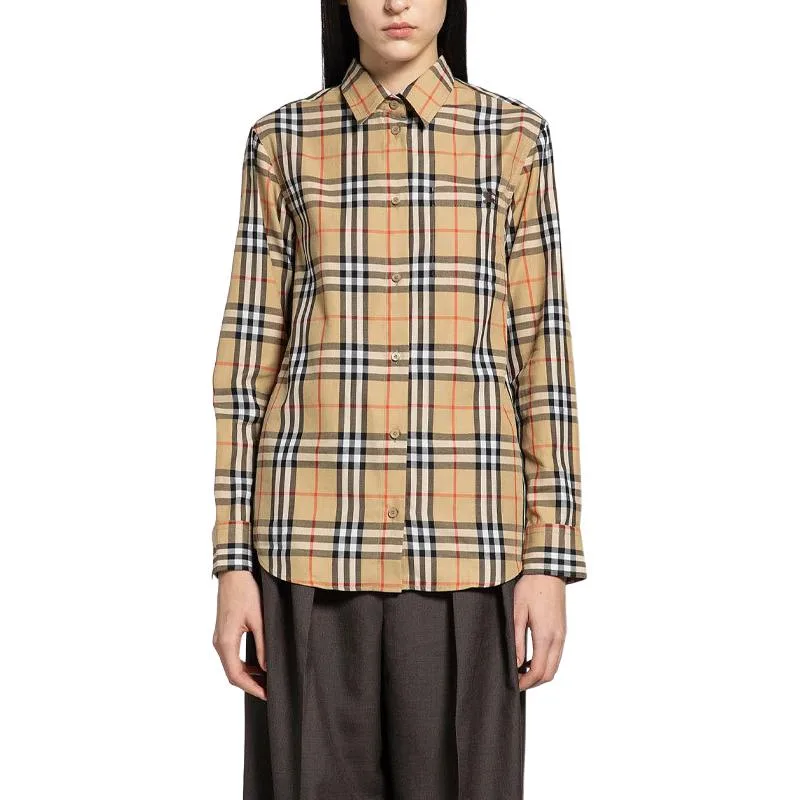 Рубашка Burberry, мужская, уличный стиль, коричневый