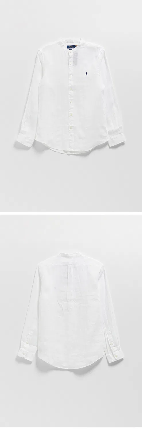 Мужская льняная рубашка Slim Fit белая от Polo Ralph Lauren — фото 3