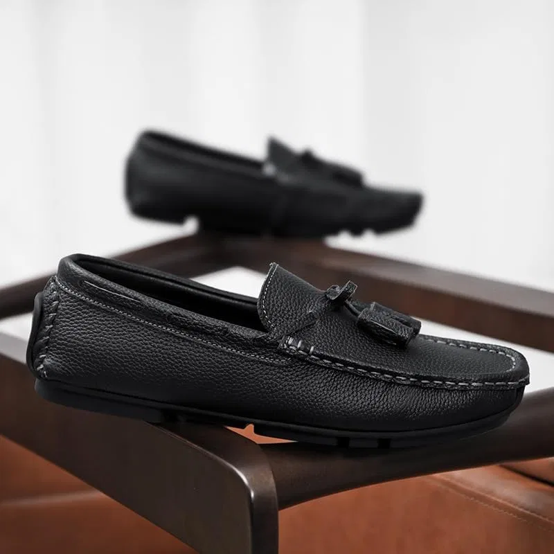 Лоферы мужские квадратный носок Loafers for Men, Black SayfuR — фото 2