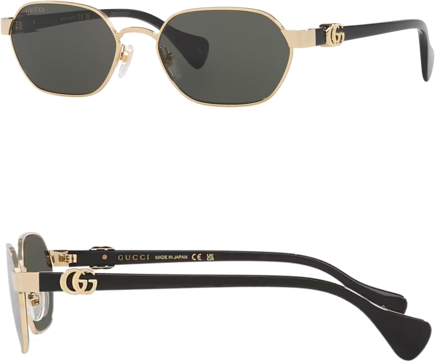 

Женские солнцезащитные очки Gucci GG1593S GG Running Logo шестиугольной формы без поляризации – в комплекте роскошный набор для очков – золотая оправа с серыми линзами