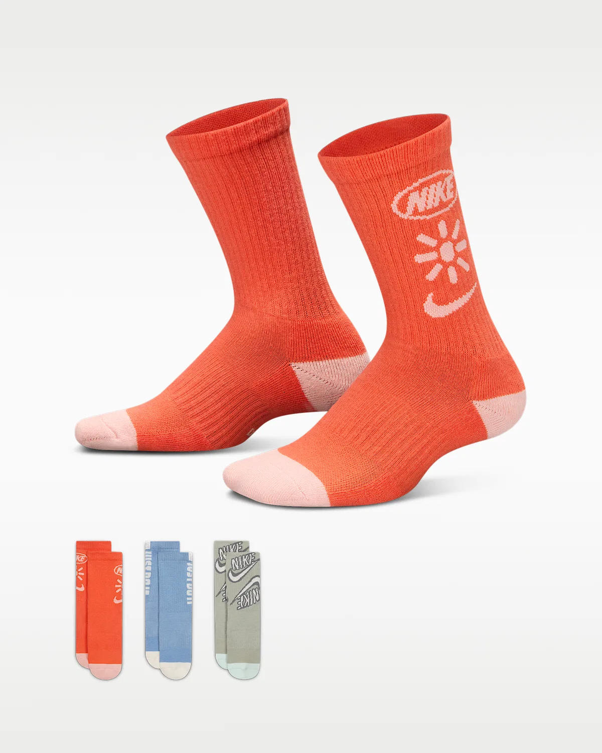 Детские носки Nike Everyday Plus с мягкой подкладкой (3 пары), Multi-Color