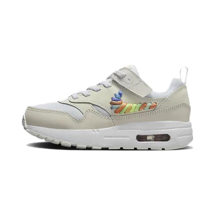 Air Max 1 SE EasyOn PS 'Rainbow Lace Swoosh' Nike, белый/mountain белый/earth crimson/мультиколор