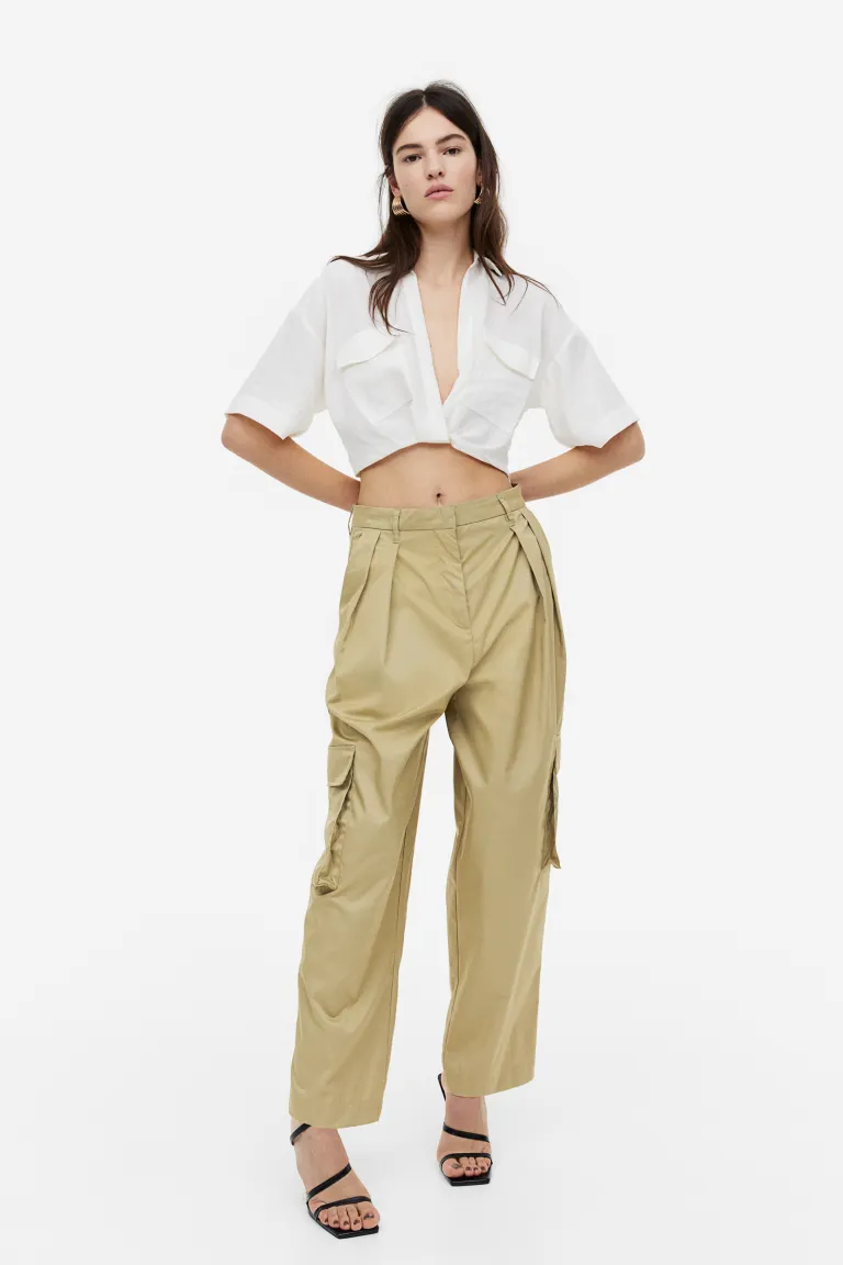 

Широкие функциональные брюки H&M, зеленый