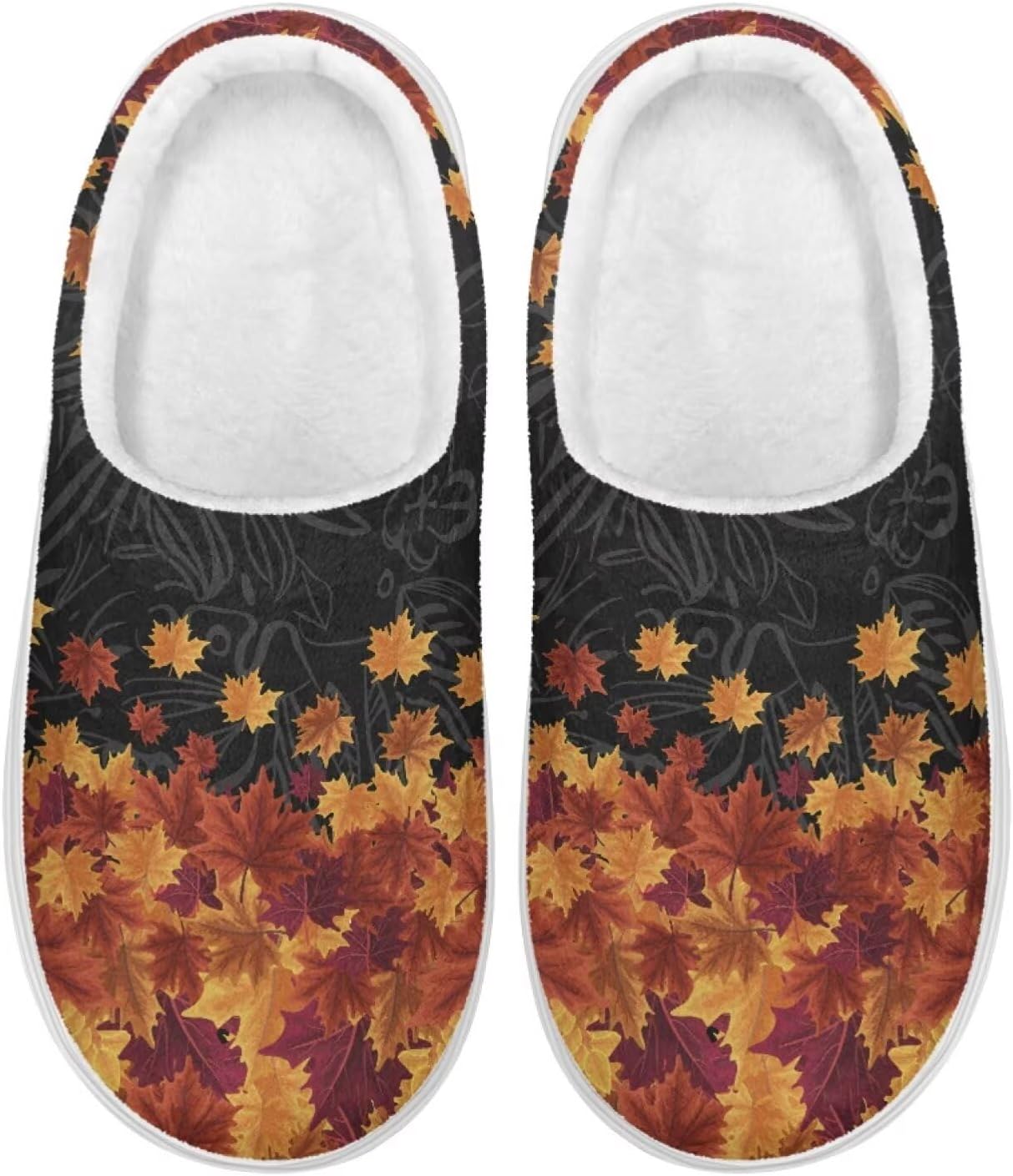 

Домашние тапочки из пенной мемори-пены Pynewomyt для женщин и мужчин, осенние тапочки для дома и отеля, с закрытым носком, для спальни, для использования в помещении, Late Autumn Maple Leaf