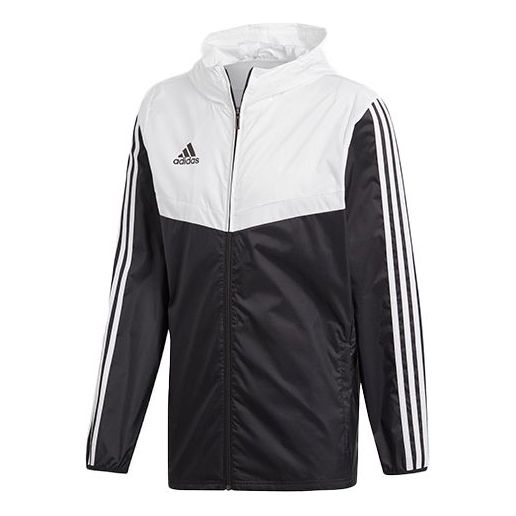 

Куртка adidas logo Printing Soccer/Football Stand Collar Casual Sports Jacket Black White, белый