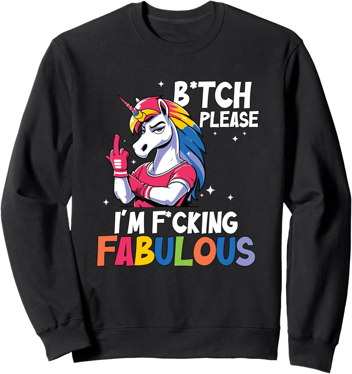 

Да ладно, я чертовски великолепна! Толстовка с единорогом Unicorn Attitude Rainbow Expression, черный