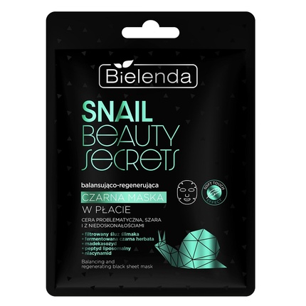 

Балансирующая и восстанавливающая черная маска для лица Snail Beauty Secrets Bielenda