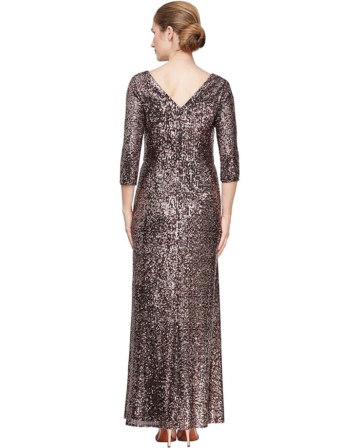 

Платье Alex Evenings Long Cowl Neck Dress with Front Slit, цвет Cop/Wine