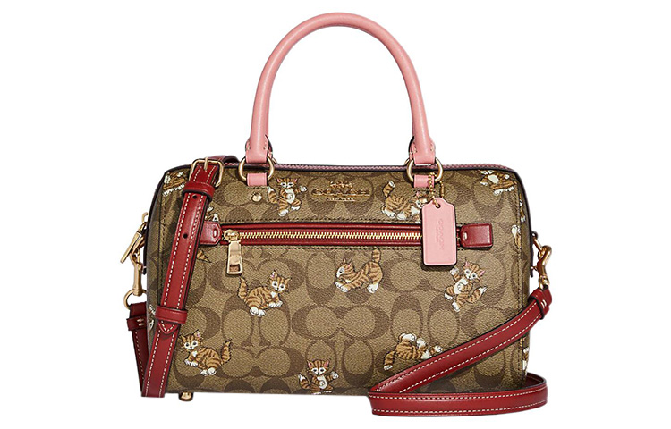 

COACH Женская сумка-туба Rowan Iconic из ткани с покрытием и гладкой кожей, через плечо, цвет хаки