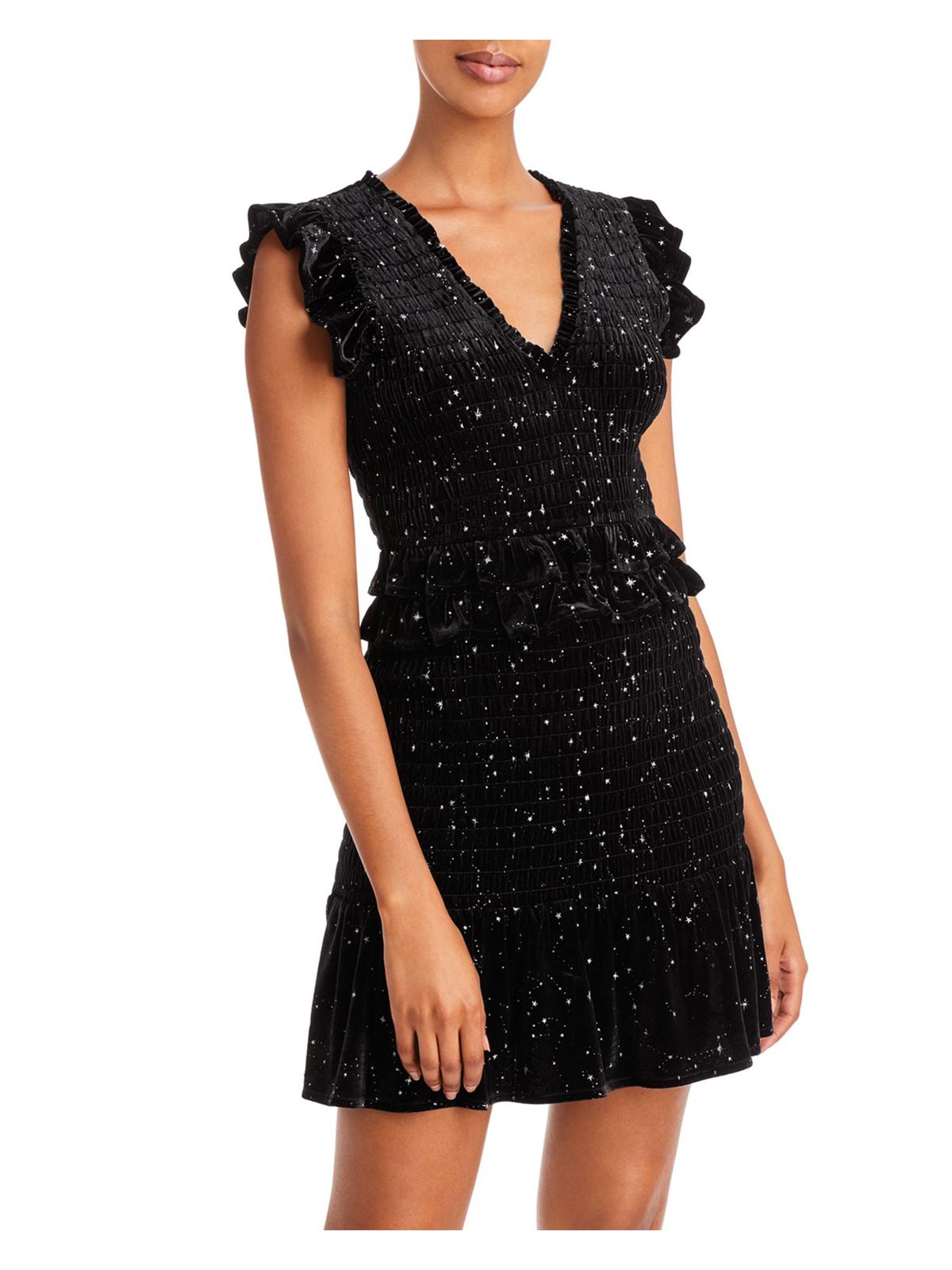 

Женское бархатное короткое мини-платье Aqua, черный/серебряный