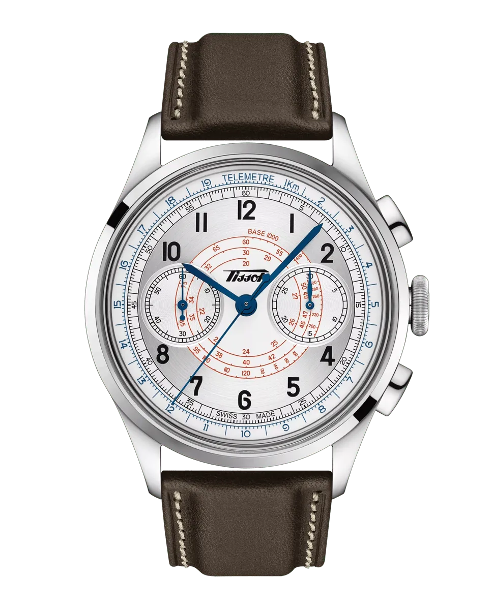 

Мужские автоматические часы из коллекции Telemetre в коричневой коже Tissot, коричневый