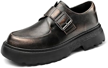 

Мужские кожаные лоферы на массивной платформе с монк-застежкой, ретро, с округлым носком, удобные, с протекторной подошвой, нескользящие, для бизнеса, свадьбы, вечеринки и официальных мероприятий Nelsbrex, золотой